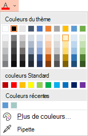 Sélectionnez la flèche vers le bas en regard du bouton Couleur de police pour ouvrir le menu de couleurs.