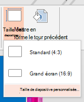 Dans le menu Taille des diapositives, cliquez sur Taille de diapositive personnalisée.