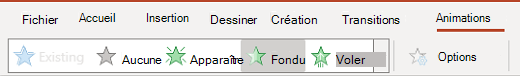 Volet Animations dans PowerPoint sur le Web.