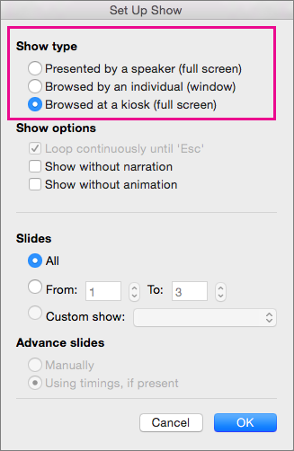 Afficher les options de type