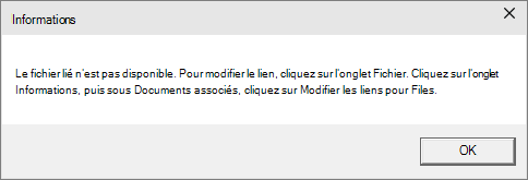 Erreur de fichier lié dans PowerPoint