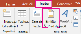 affiche le bouton Insérer > un en-tête dans PowerPoint