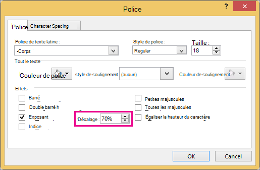 Boîte de dialogue Police dans PowerPoint