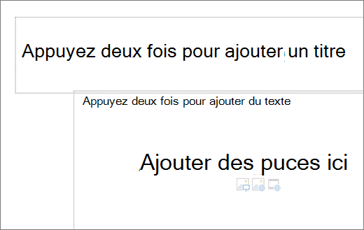 Image d’une zone de titre et d’une zone de texte vides pour montrer où les puces fonctionneront.