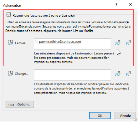 Définir l’accès pour les utilisateurs