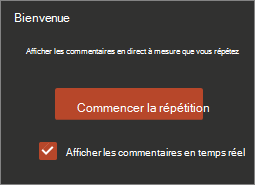 Cliquez sur Démarrer la répétition.