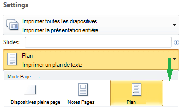 Disposition pour l’impression d’un plan