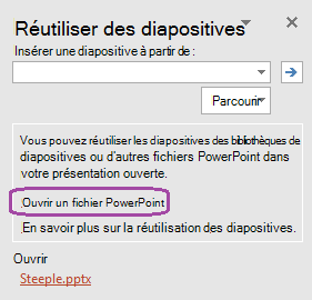 Parcourir pour localiser une présentation