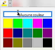 Bouton surligneur de texte et galerie de couleurs