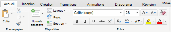 Pour Office 365 abonnés, l’onglet Accueil du ruban PowerPoint pour Mac 2016 inclut désormais un bouton Couleur de surbrillance du texte
