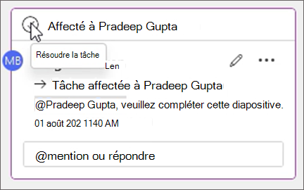 Bouton Résoudre la tâche dans le corps du commentaire.
