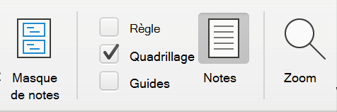 Capture d’écran de la case à cocher Quadrillage sous l’onglet Affichage dans Microsoft PowerPoint.