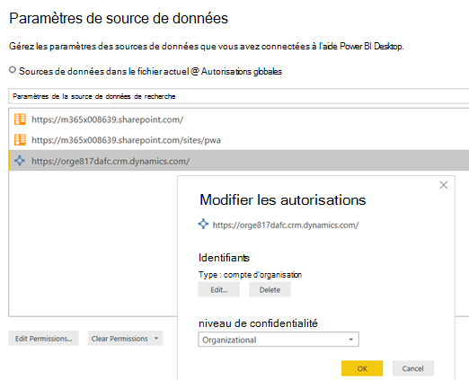 Gérez les paramètres des données à l’aide de Power BI Desktop.