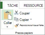 Bouton Coller sous l’onglet Tâche