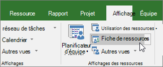 Mode d’affichage Tableau des ressources