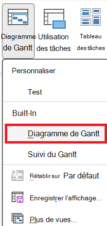 Groupe Affichage des tâches sous l’onglet Affichage.