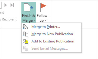 Bouton Publipostage Terminer & Fusionner