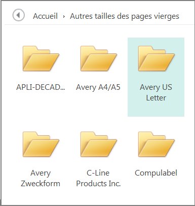 Modèles de cartes postales pour fabricants spécifiques, comme Avery.