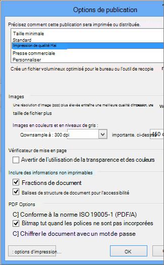 Options de publication