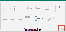 Cliquez sur le lanceur de boîte de dialogue Paragraphe