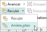 Sélection de l’option Mettre à l’arrière-plan dans le menu Reculer