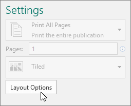Options de disposition dans les paramètres de l’imprimante du serveur de publication.