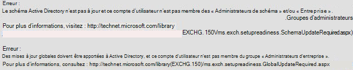 Erreur : le schéma Active Directory n’est pas à jour