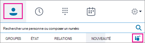 Choisissez l’icône Ajouter > des contacts.