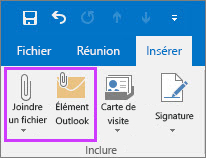 Sous l’onglet Fichier, cliquez sur Joindre un fichier ou Élément de message