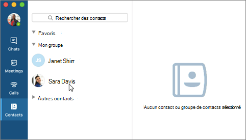 Cliquez sur le contact dans la liste de contacts