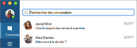 Rechercher des contacts à partir de l’onglet Conversations