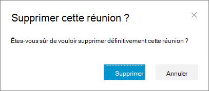 Confirmation de suppression de la réunion