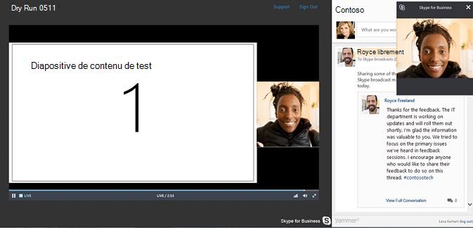 Intégration de Skype Meeting Broadcast à Yammer