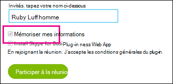 Sélectionner Mémoriser mes informations lorsque vous vous connectez pour enregistrer vos paramètres
