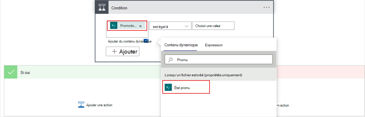 capture d’écran pour sélectionner les sites promus