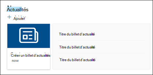Aperçu du composant WebPart Actualités.