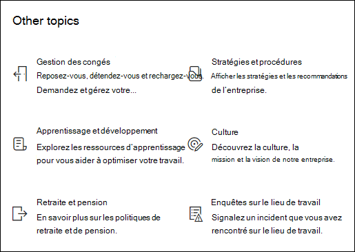 Aperçu du composant WebPart Liens rapides.