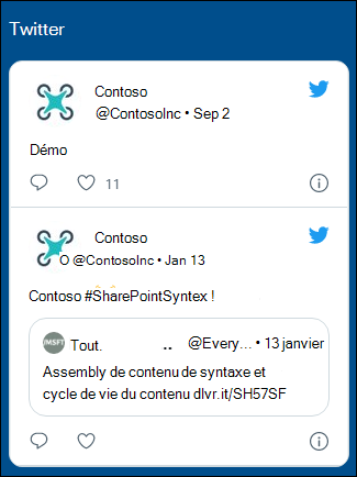 Aperçu du composant WebPart Twitter.