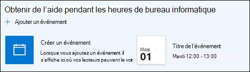 Aperçu du composant WebPart Événement.