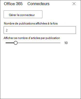 Capture d’écran du volet d’édition du connecteur Office 365