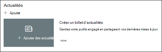 Aperçu du composant WebPart Actualités.