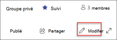 Aperçu du bouton de modification de la page SharePoint