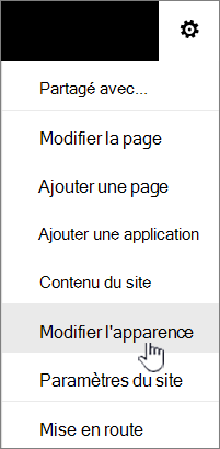 Menu Paramètres avec l’option Modifier l’apparence mise en évidence