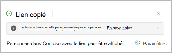 Partager le menu avec les options Partager la page, Copier le lien vers la page, Envoyer à l’e-mail et Viva Engage.