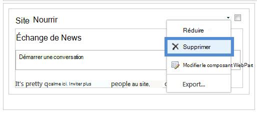 Supprimer un composant WebPart