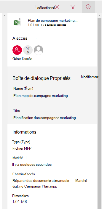 Afficher les informations sur les fichiers