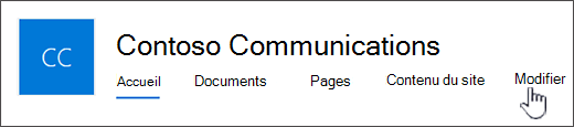 Menu supérieur du site de communication