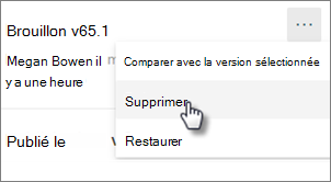 Commande Supprimer la version