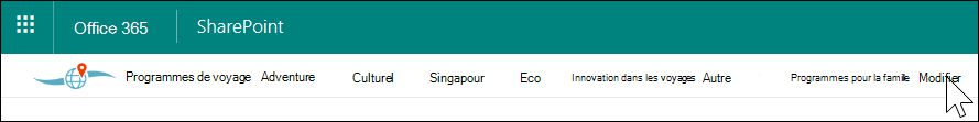 Navigation du hub SharePoint
