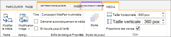 Onglet Média du ruban Modifier